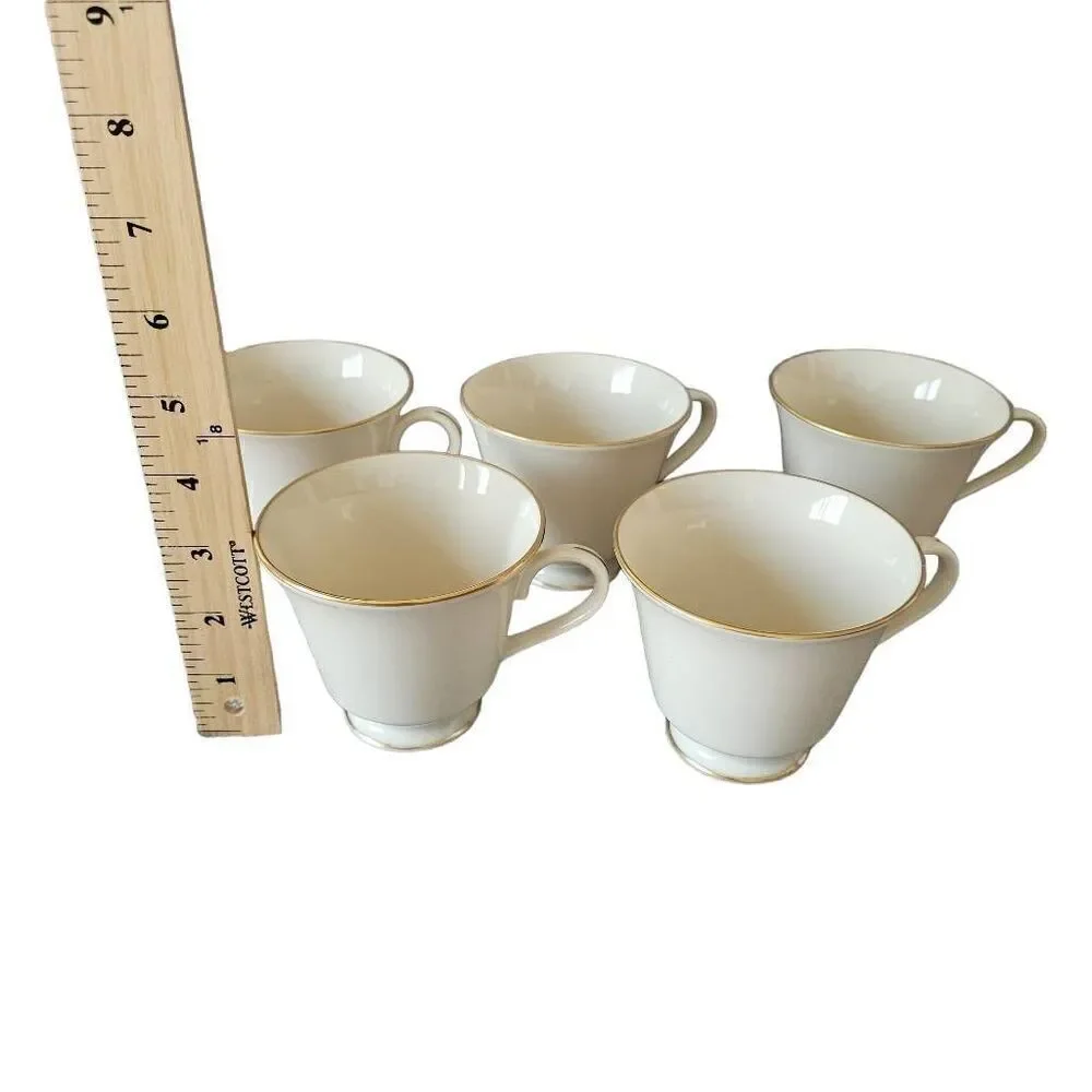 5 Vintage Lenox hayworth ivory gold trim tea cups